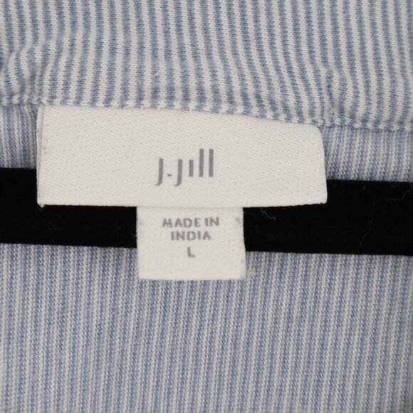 J. Jill Embroidered Top Women L Blue Boho Cottagecore Grannycore Hippie Coastal - Picture 2 of 14